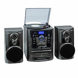 Auna 388 Franklin DAB+, stereo systém, gramofon, přehrávač na 3 CD, BT, přehrávač na kazety, AUX, USB port
