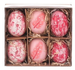Malovaná vajíčka, 6 ks, růžová