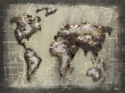 Mapa světa 80x60 cm, šedý vintage - pouze na osobní odběr