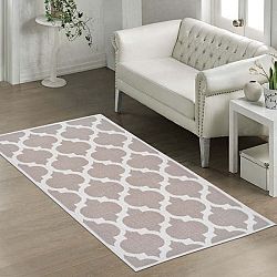 Béžový odolný koberec z bavlny Vitaus Madalyon Bej, 140 x 200 cm