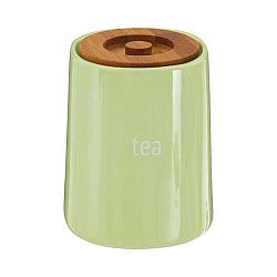 Zelená dóza na čaj s bambusovým víkem Premier Housewares Fletcher, 800 ml